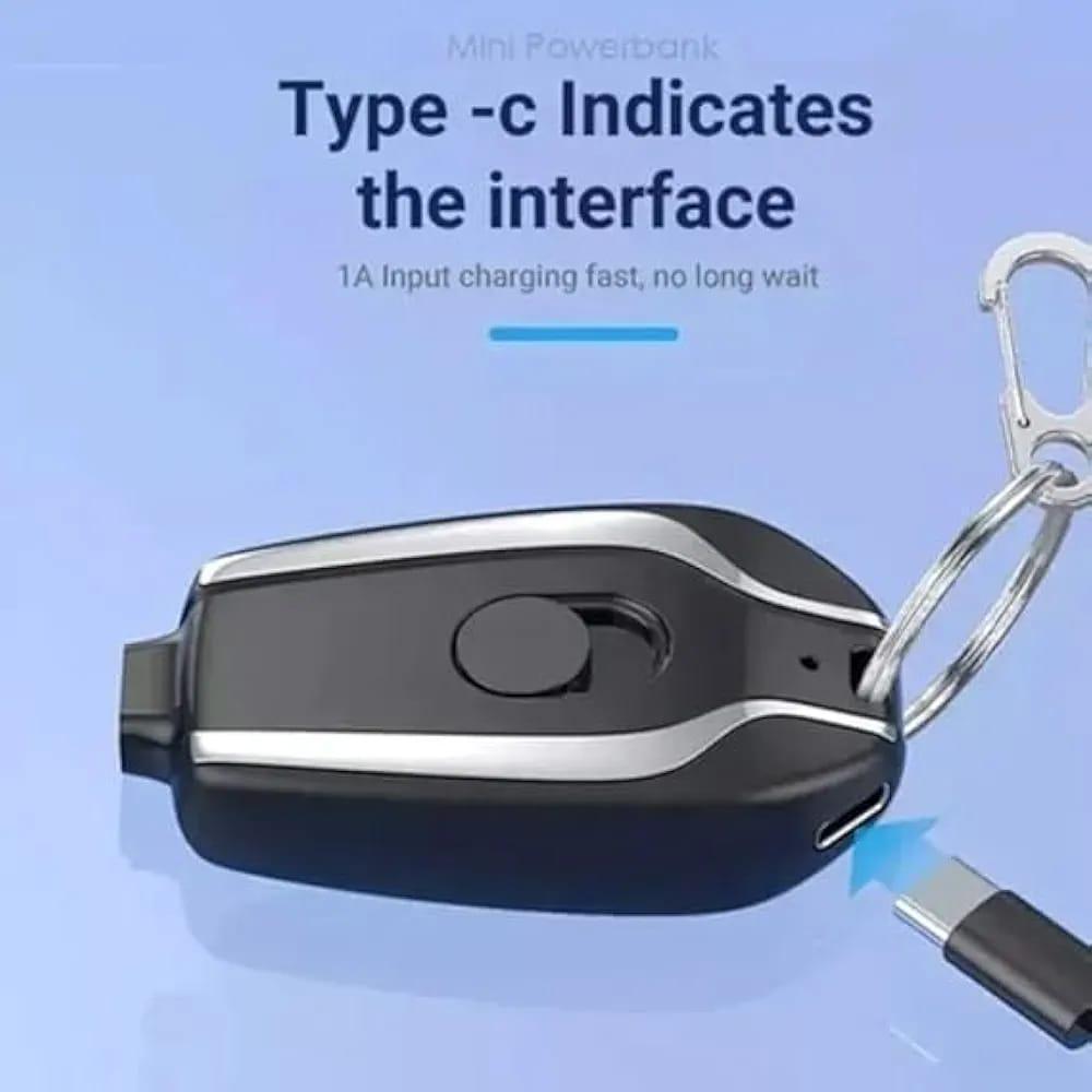 Fast Charging Keychain Power Bank | Portable Mini USB Charger | 620mAh – Black | Free Shipping