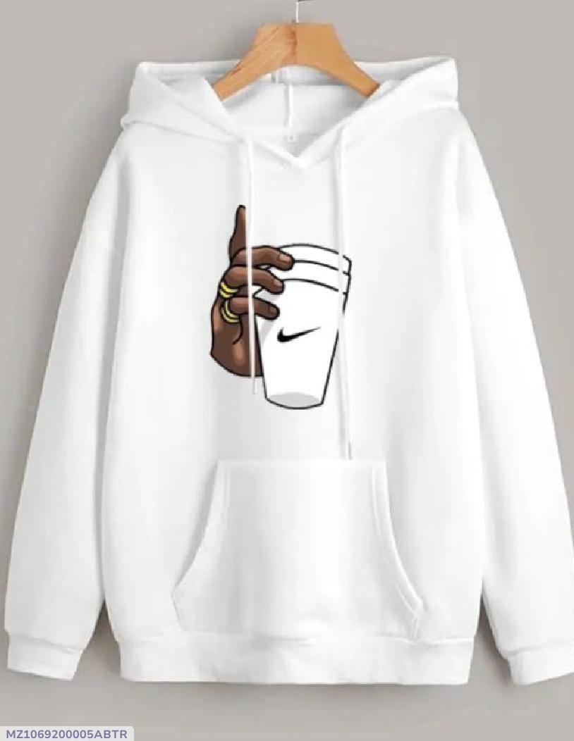 Men’s Cotton Printed Hoodie – White | Casual Graphic Style | Free Shipping