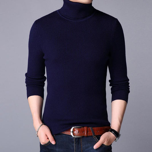 Men’s Ribbed High Neck Sweater – Ultra-Soft Plain Winter Wear  | Free Shipping