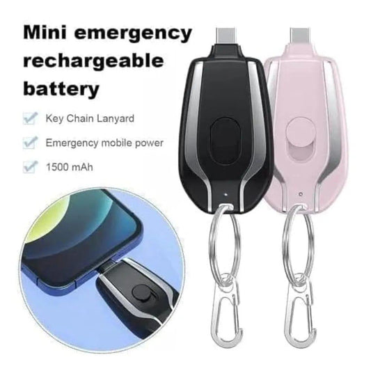 Fast Charging Keychain Power Bank | Portable Mini USB Charger | 620mAh – Black | Free Shipping