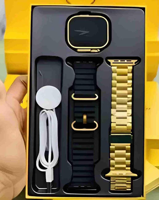 HK9 Ultra Golden Smart Watch – 49mm Full HD Display | Bluetooth | Free Shipping