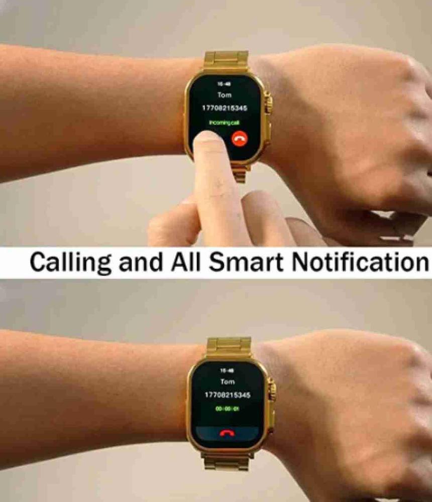 HK9 Ultra Golden Smart Watch – 49mm Full HD Display | Bluetooth | Free Shipping