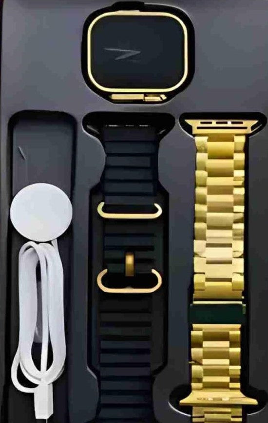 HK9 Ultra Golden Smart Watch – 49mm Full HD Display | Bluetooth | Free Shipping