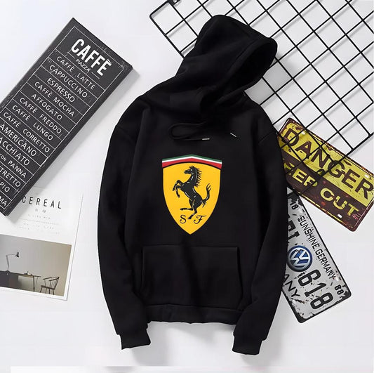 Men’s Fleece Printed Hoodie – Black | Warm & Stylish Winter Wear | Free Shipping