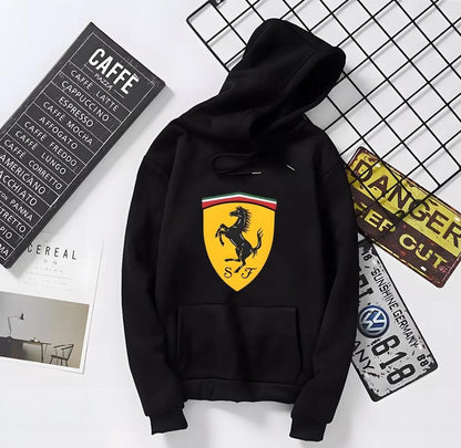Men’s Fleece Printed Hoodie – Black | Warm & Stylish Winter Wear | Free Shipping