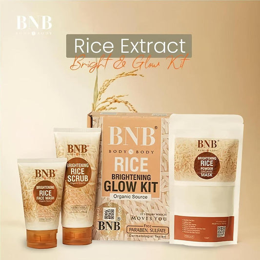 Rice Brightening Glow Kit – Face Wash + Scrub + Mask | Whitening & Nourishing | Free Shipping