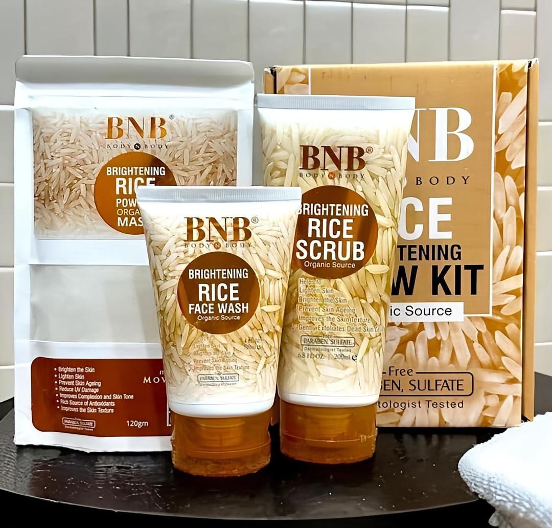 Rice Brightening Glow Kit – Face Wash + Scrub + Mask | Whitening & Nourishing | Free Shipping