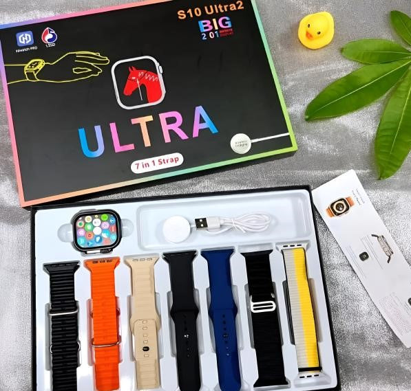 S10 Ultra 2 Smartwatch – Unisex Kids & Adults | Titanium Body | 7 Stylish Straps | Magnetic Charging | Water-Resistant | Free Shipping