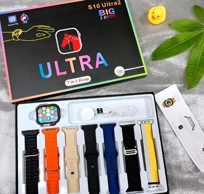 S10 Ultra 2 Smartwatch – Unisex Kids & Adults | Titanium Body | 7 Stylish Straps | Magnetic Charging | Water-Resistant | Free Shipping