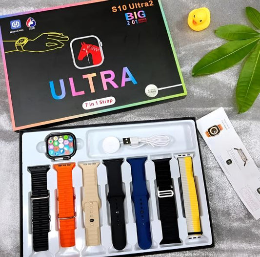 S10 Ultra 2 Smartwatch – Unisex Kids & Adults | Titanium Body | 7 Stylish Straps | Magnetic Charging | Water-Resistant | Free Shipping