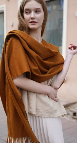 Women’s Kashmiri Shawl | Elegant Plain Winter Wrap | Free Shipping