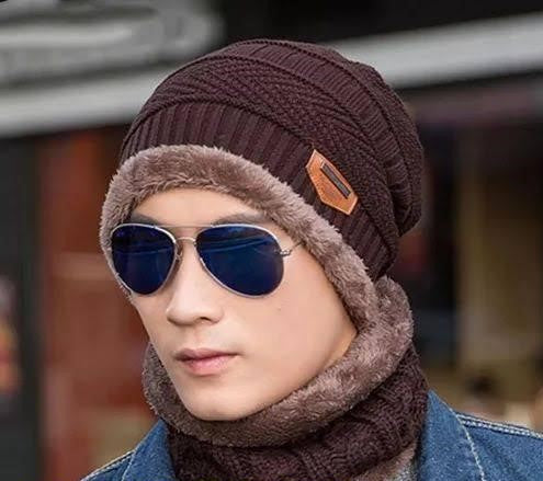Unisex Woolen Cap & Neck Warmer Set – Brown | Ultra-Soft & Warm | Free Shipping
